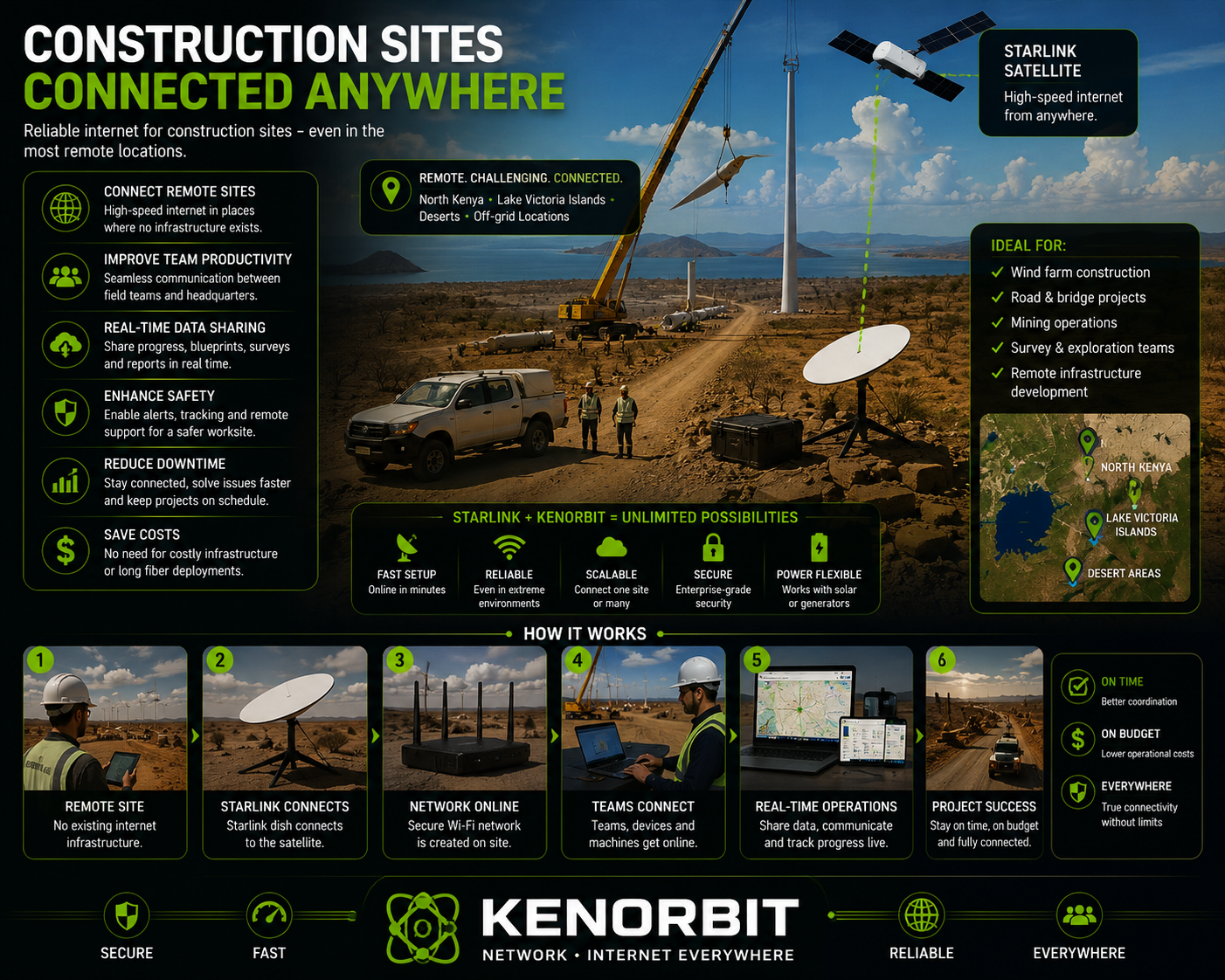 Kenorbit internet connectivity for remote construction sites